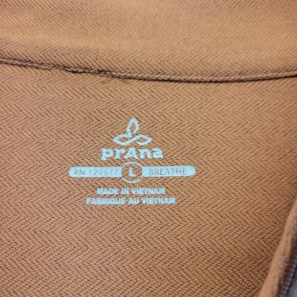 Prana Sweater Mens Large Maroon Quarter Zip Mock Neck Pull Over With Thumb Holes - Picture 6 of 11